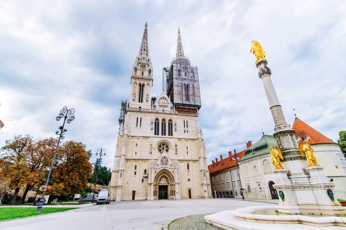 cathedral zagreb old european gothic church croatia